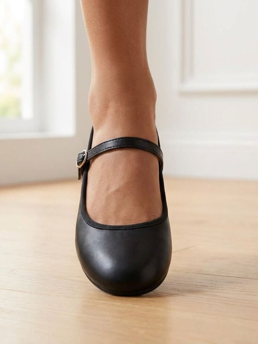 NWT Wild Diva Black Faux Leather Mary Jane Flats - Picture 5 of 6